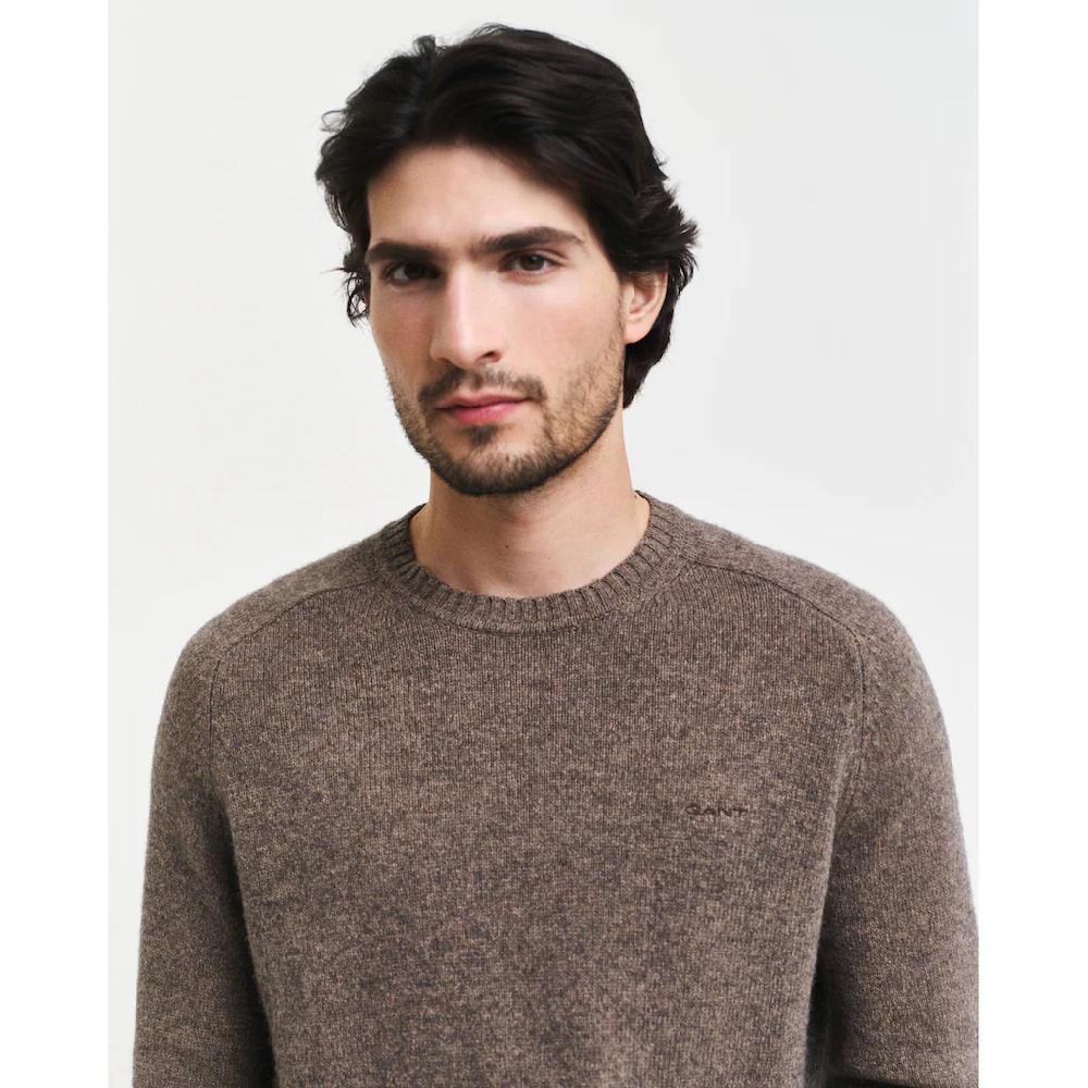 Gant Rundhalspullover »WOOL BLEND C-NECK« In Melierter Optik ▷ Für