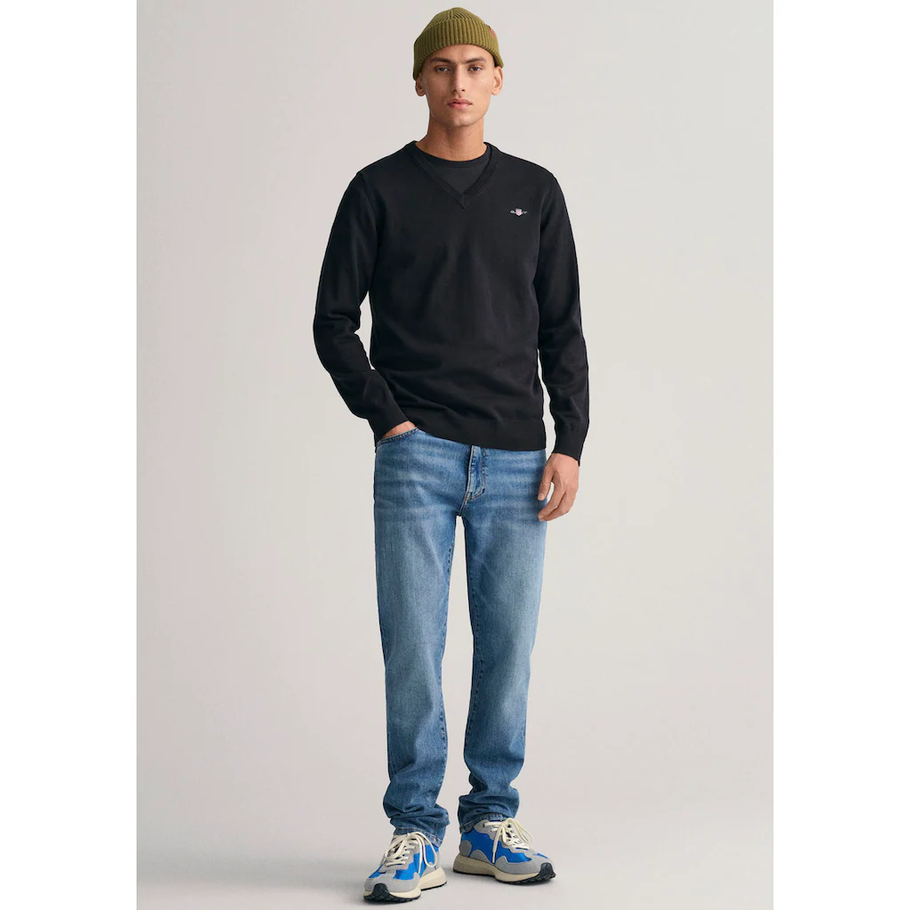 Gant V-Ausschnitt-Pullover »Classic Cotton V-Neck« Premium Strickjersey Aus Weicher 100% Baumwolle Übergangspullover ▷ Kaufen
