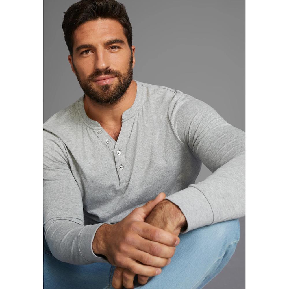 H.I.S Henleyshirt (2-er Pack) Mit Knopfleiste