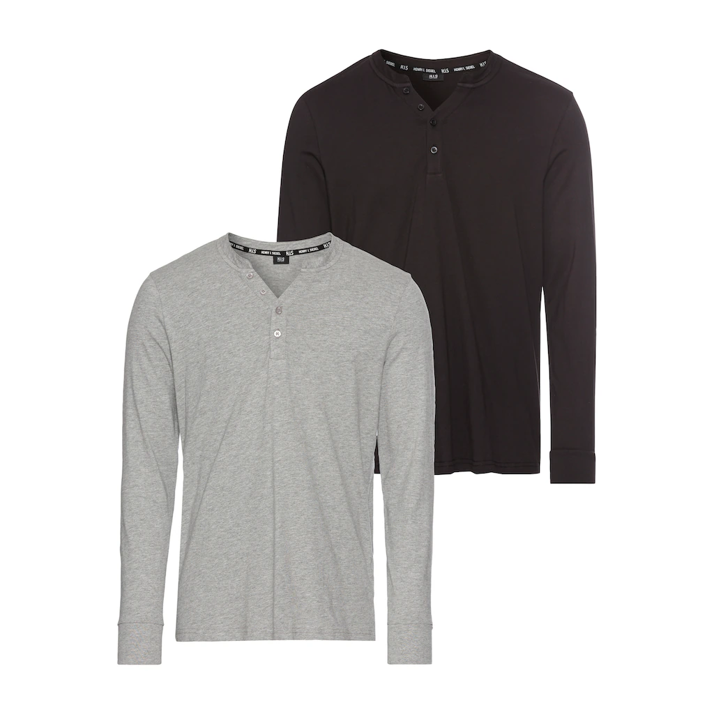 H.I.S Henleyshirt (2-er Pack) mit Knopfleiste