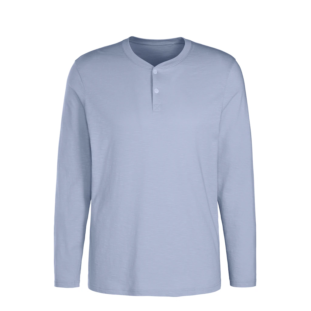 H.I.S Henleyshirt Langarm Shirt Mit Knopfleiste Aus Strukturierter Baumwoll-Qualität ▷ Kaufen
