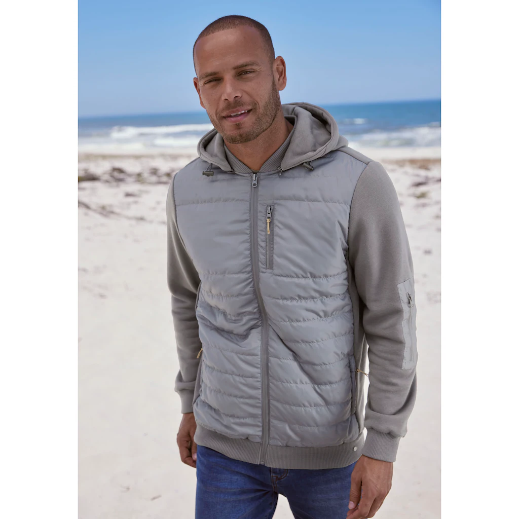H.I.S Kapuzensweatjacke im vorderen Bereich gesteppt mit abnehmbarer Kapuze ▷ bestellen