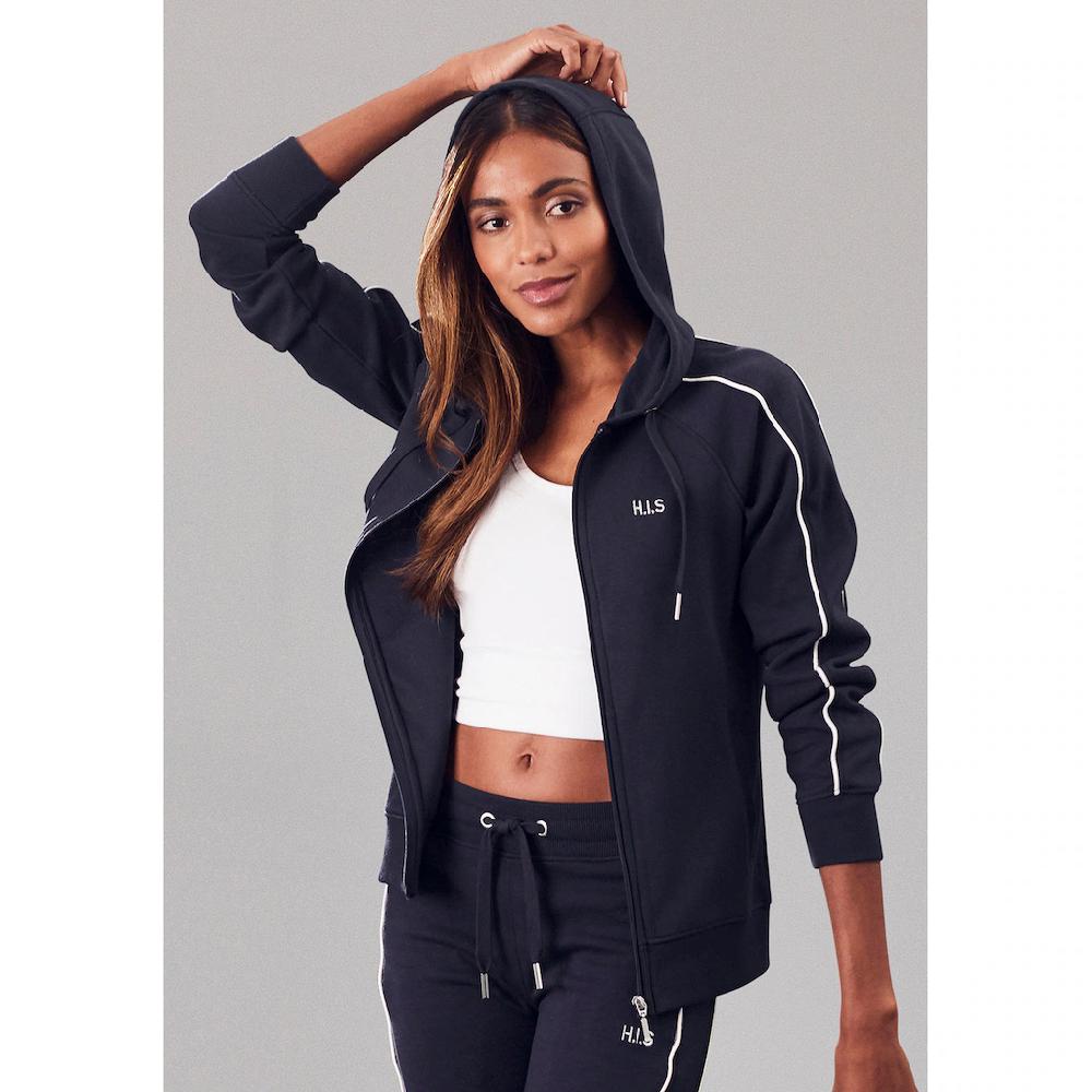 H.I.S Kapuzensweatjacke mit Piping an den Ärmeln Loungeanzug