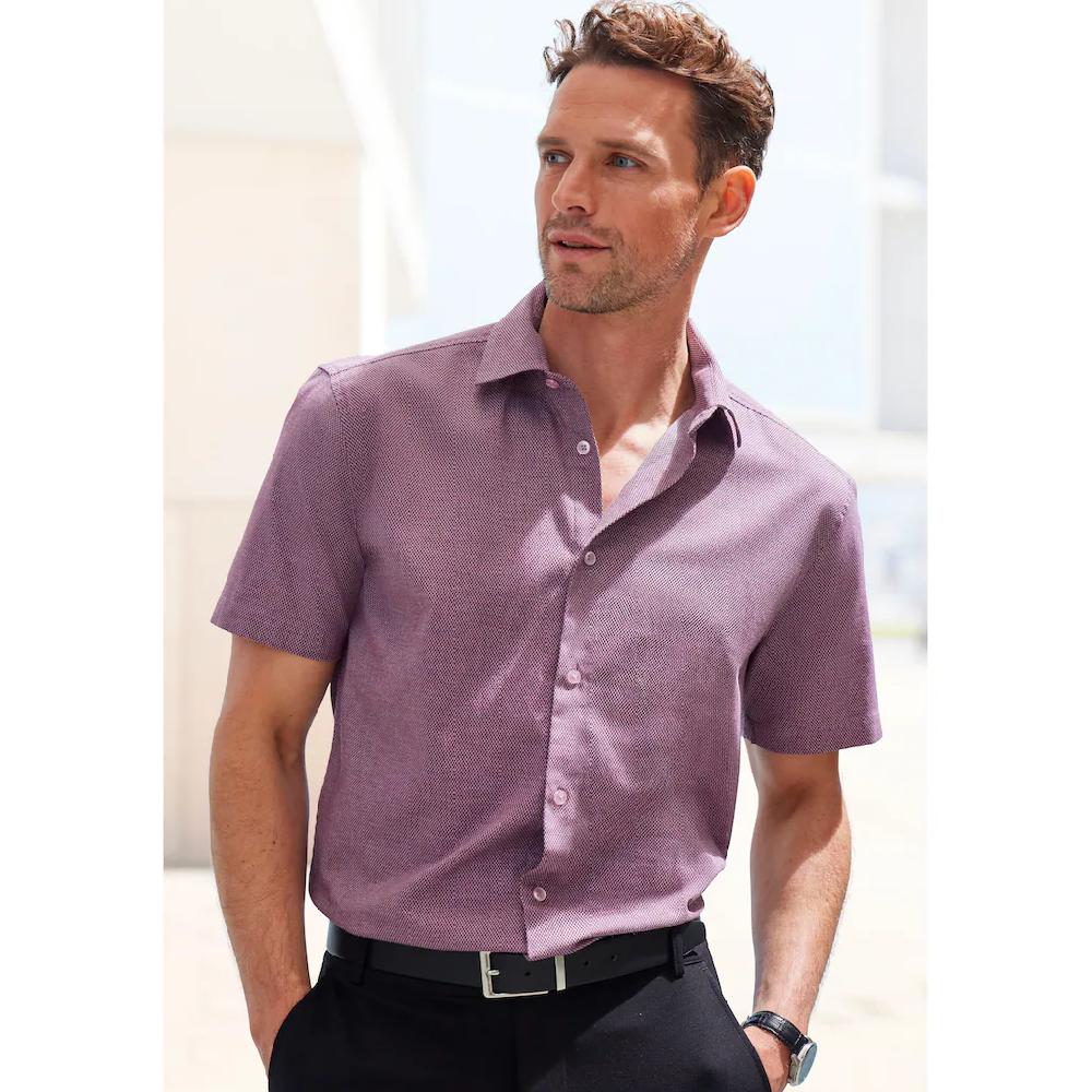 H.I.S Kurzarmhemd »Regular-fit« elastisches Jaquard-Kurzarmhemd