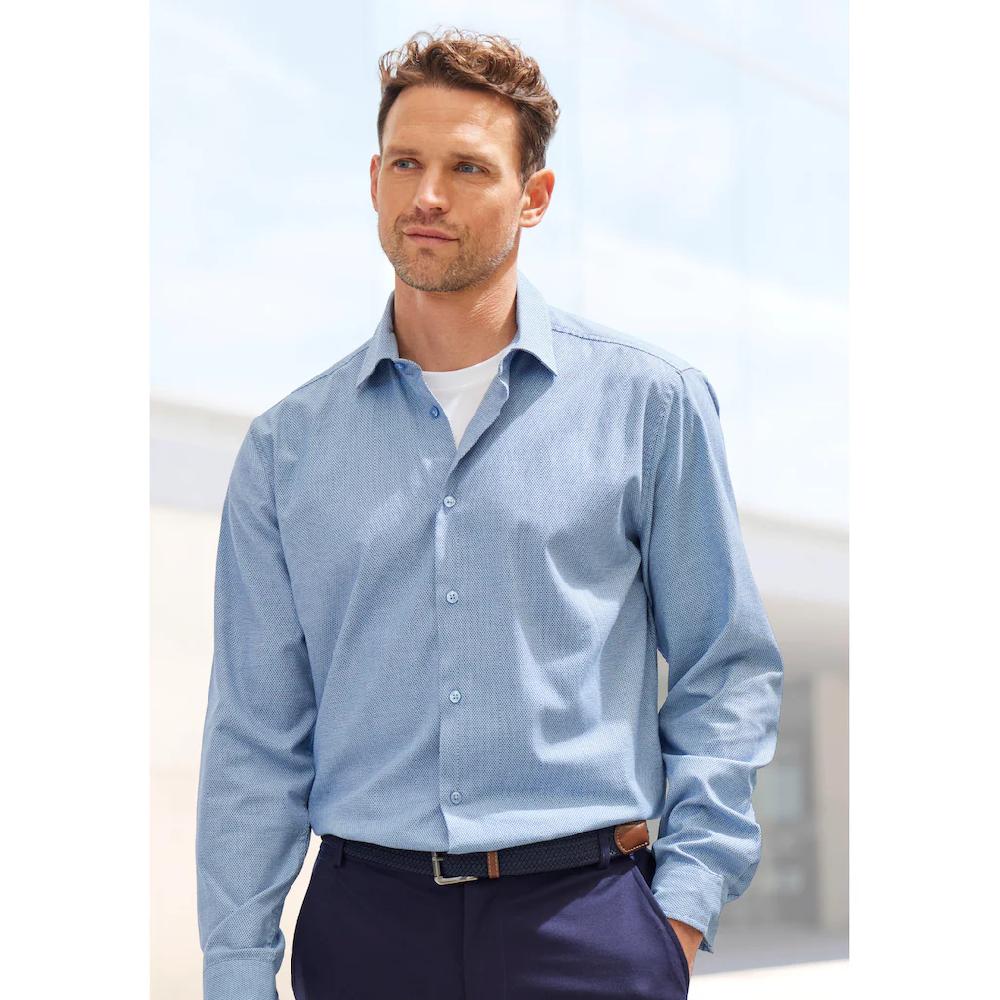 H.I.S Langarmhemd »Regular-fit« elastisches Jaquard-Hemd in Regular Fit pflegeleicht aus Baumwoll-Mix ▷ für