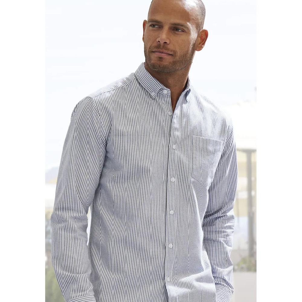 H.I.S Langarmhemd »Regular-fit« Oxfordhemd Langarm Mit Button-down-Kragen Aus Reiner Baumwolle ▷ Für