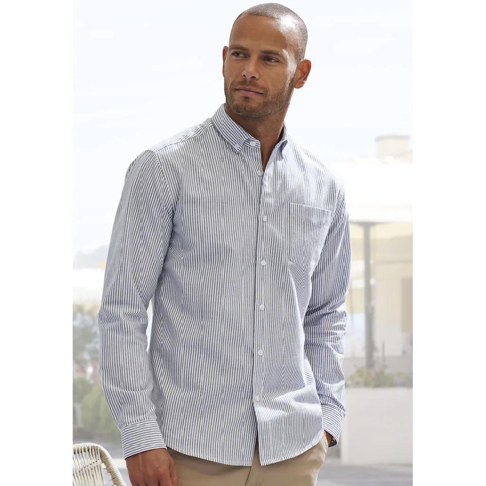 H.I.S Langarmhemd »Regular-fit« Oxfordhemd langarm mit Button-down-Kragen aus reiner Baumwolle ▷ für