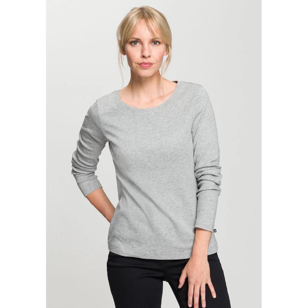 H.I.S Langarmshirt Figurbetonte Passform Feinrippstoff Aus Baumwolle Und Viskose