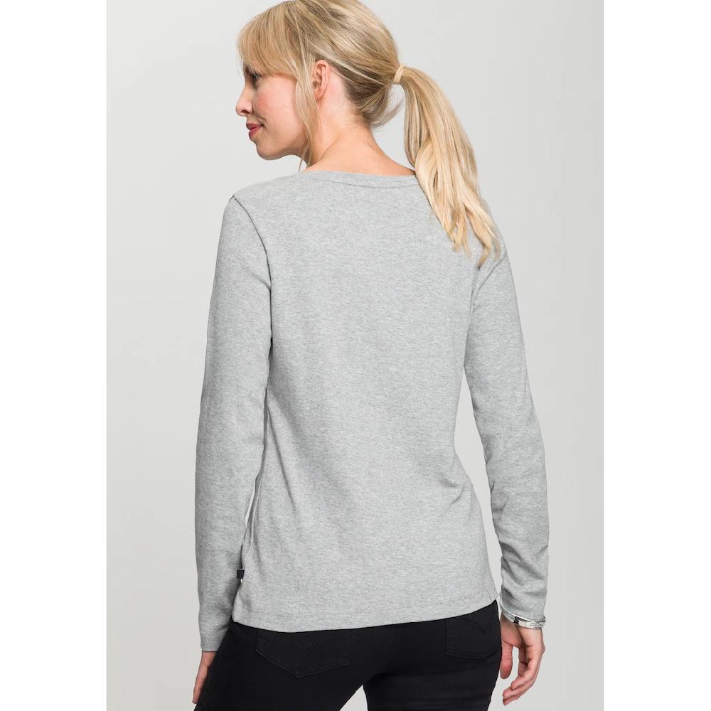 H.I.S Langarmshirt Figurbetonte Passform Feinrippstoff Aus Baumwolle Und Viskose