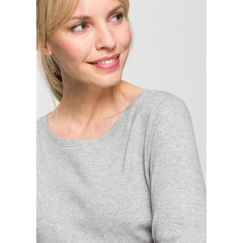 H.I.S Langarmshirt Figurbetonte Passform Feinrippstoff Aus Baumwolle Und Viskose
