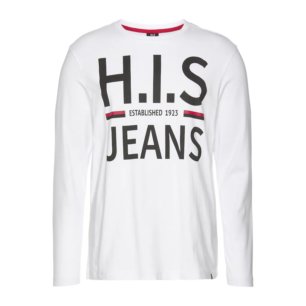 H.I.S Langarmshirt Langarm Schmaler Basic-Schnitt Bedrucktes Design ▷ Für