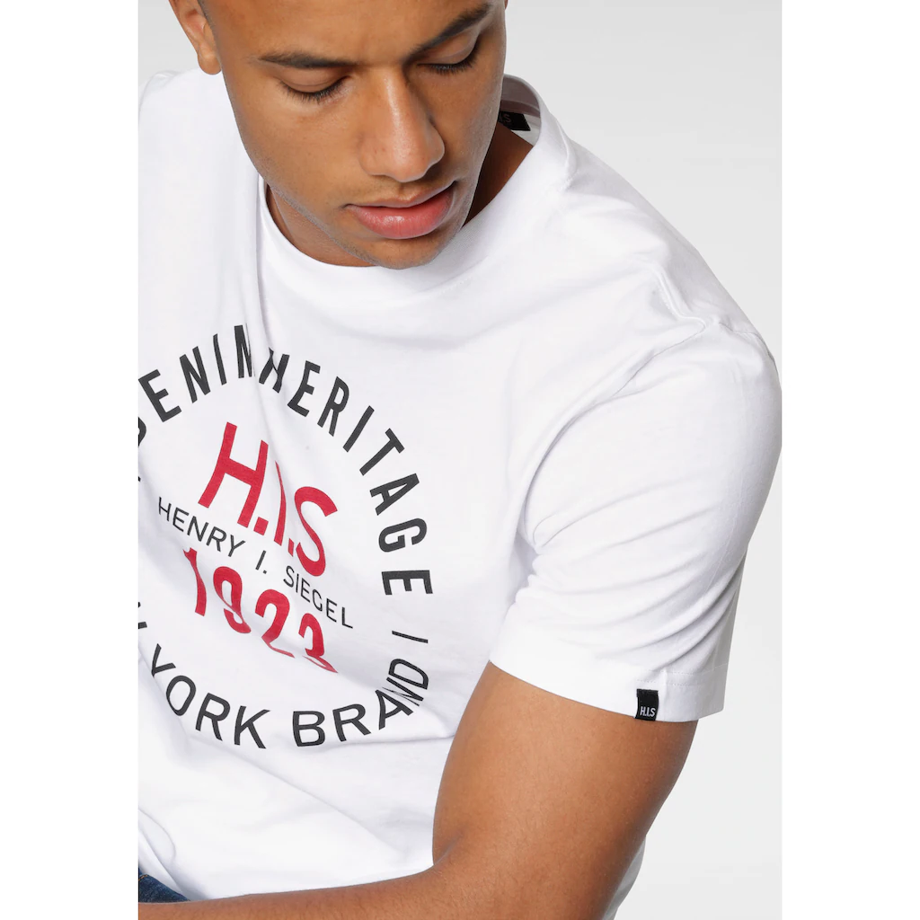 H.I.S Rundhalsshirt Kurzarm Schmale Passform Mit Print Rundhals Aus Baumwolle ▷ Bestellen