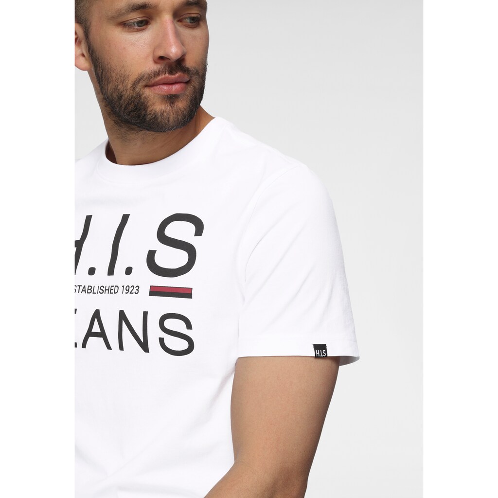H.I.S Rundhalsshirt (Packung 2er-Pack) Schmal Geschnitten Bedrucktes Design Rundhals Aus Baumwolle