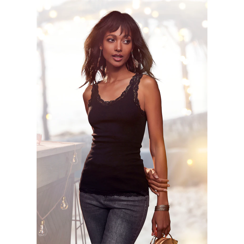 H.I.S Spitzentop »aus Feinripp« (3er-Pack) Aus Weicher Baumwoll-Qualität