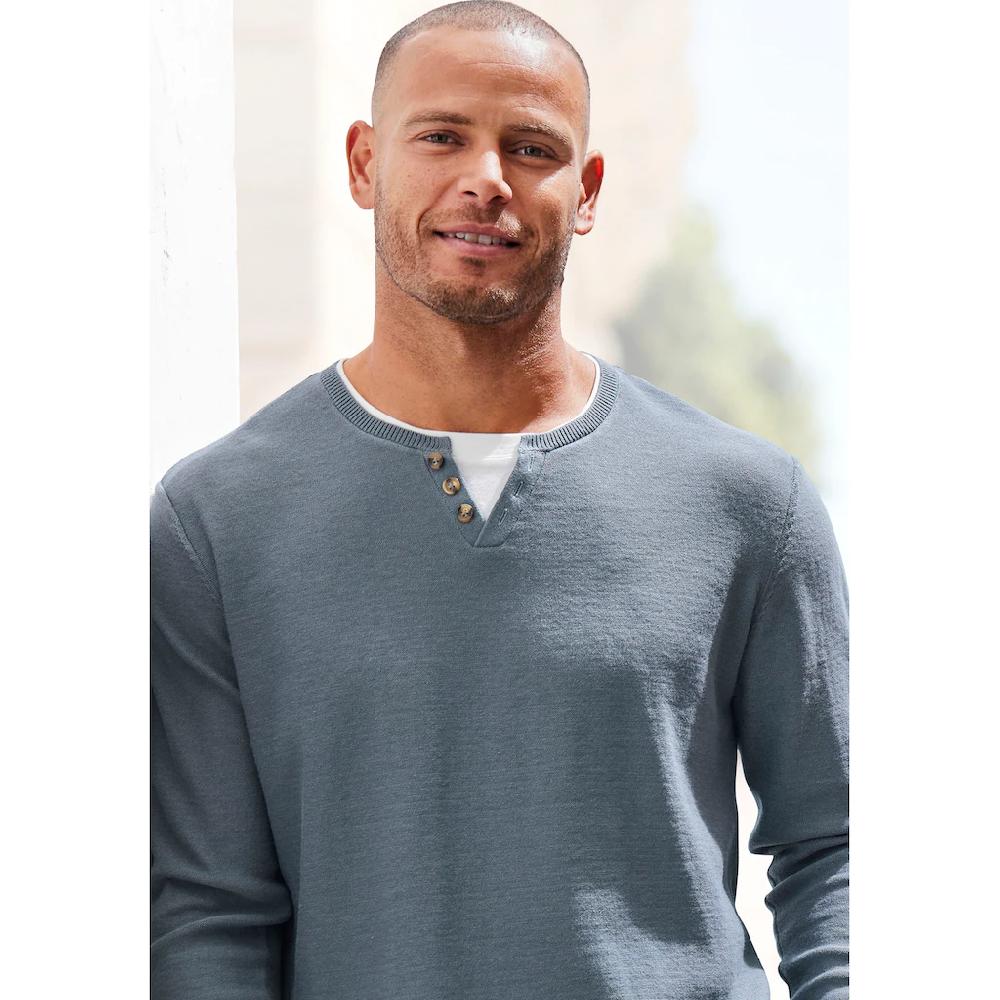 H.I.S Strickpullover Pullover Mit Hochwertiger Halslochverarbeitung In Double-layer Optik