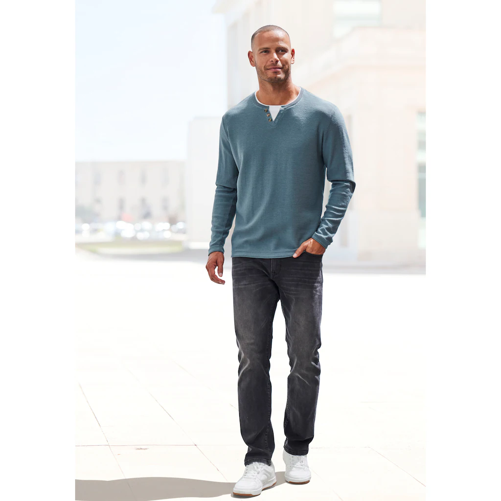 H.I.S Strickpullover Pullover Mit Hochwertiger Halslochverarbeitung In Double-layer Optik