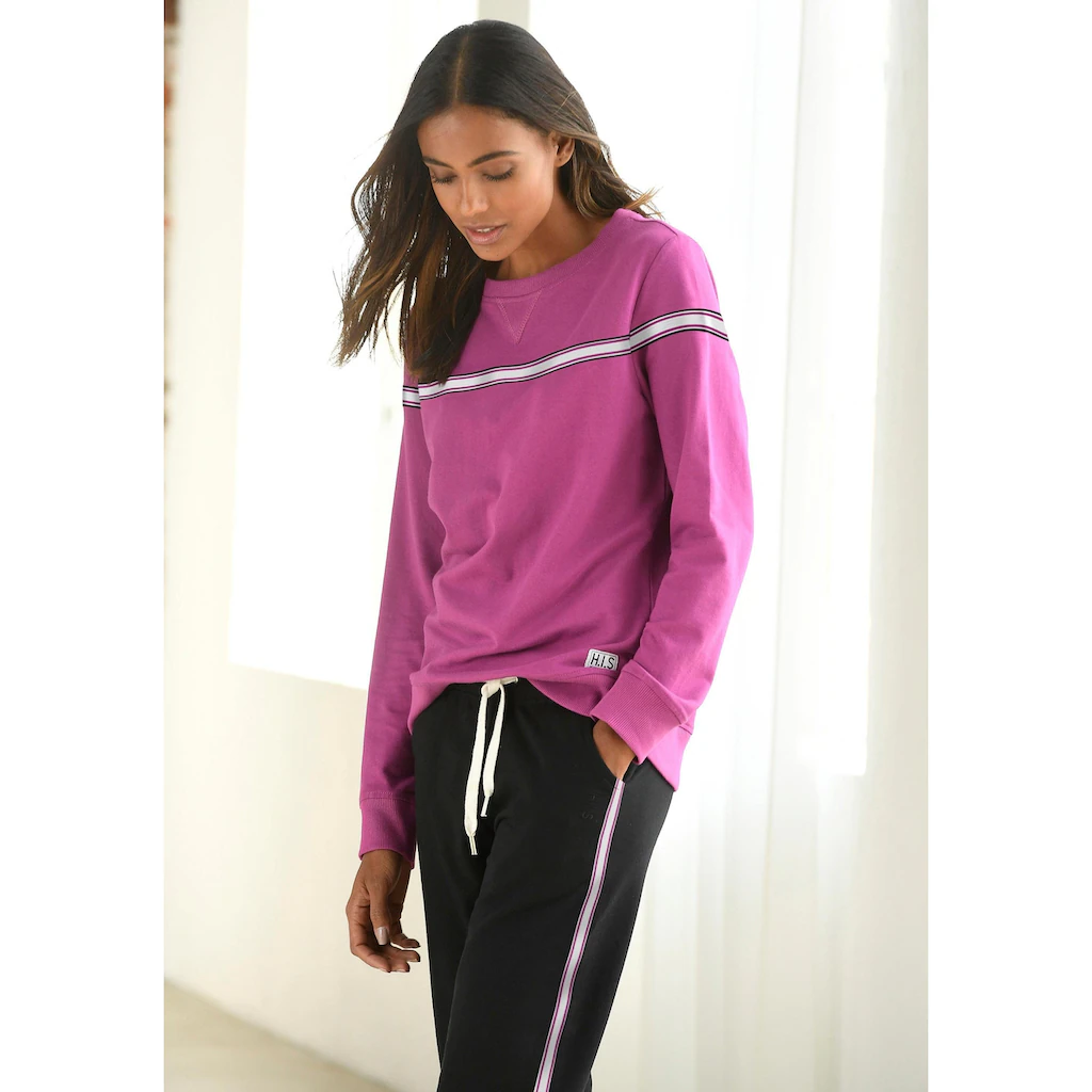 H.I.S Sweater mit kontrastfarbigem Tape Loungeanzug