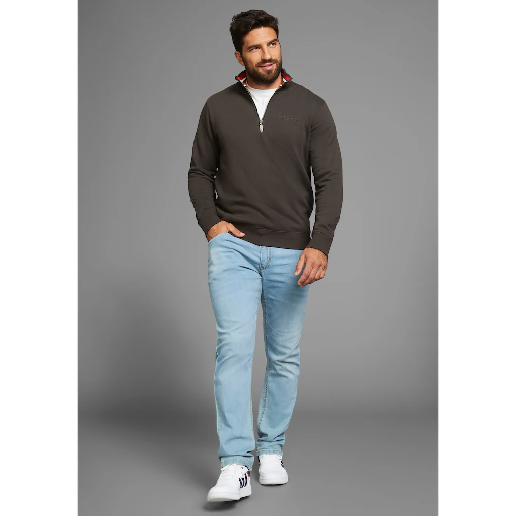 H.I.S Sweatshirt Unifarben Aus Dehnbarer Sweatware Mit Logostickerei ▷ Bestellen