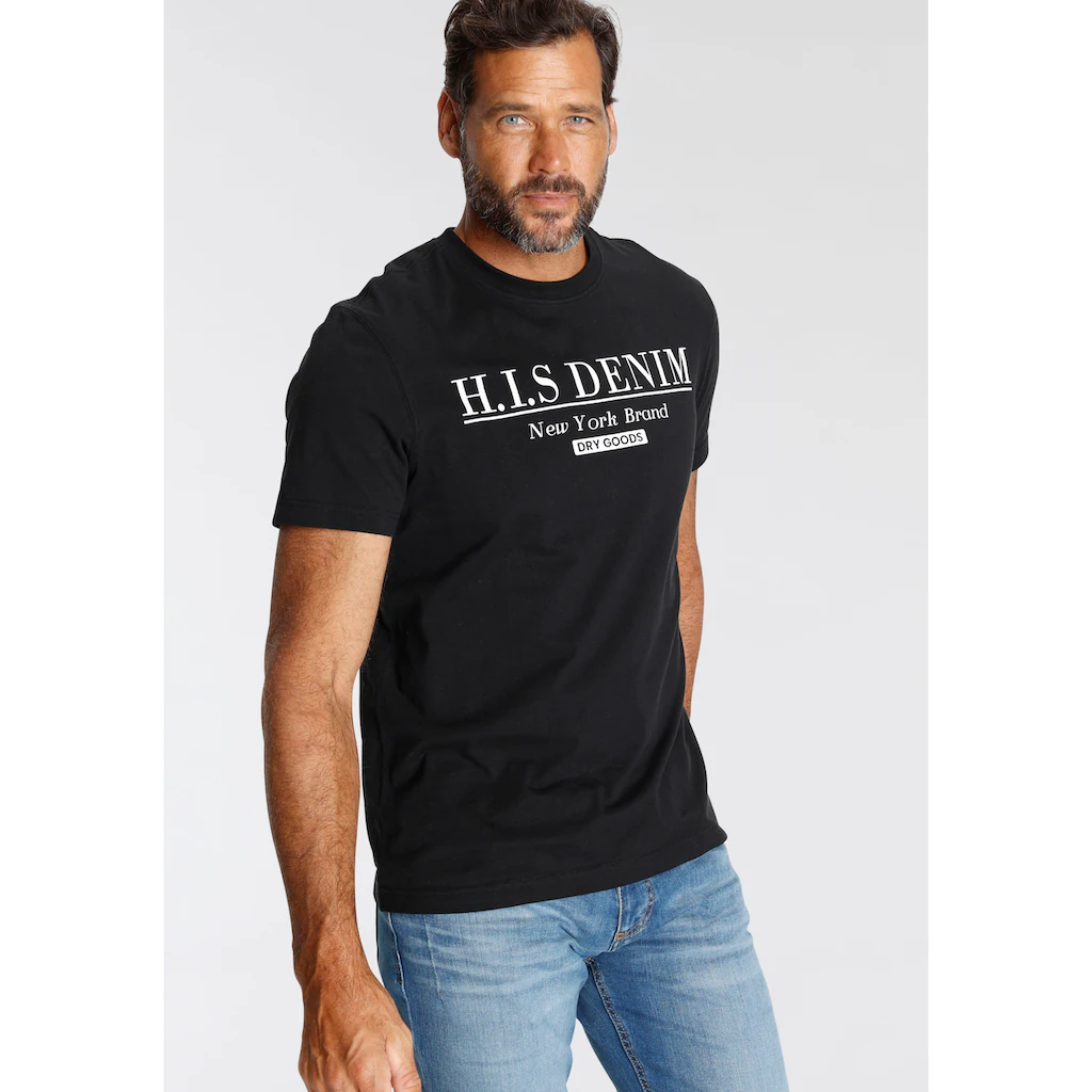 H.I.S T-Shirt Schmale Passform Bedrucktes Design Rundhalsausschnitt ▷ Kaufen