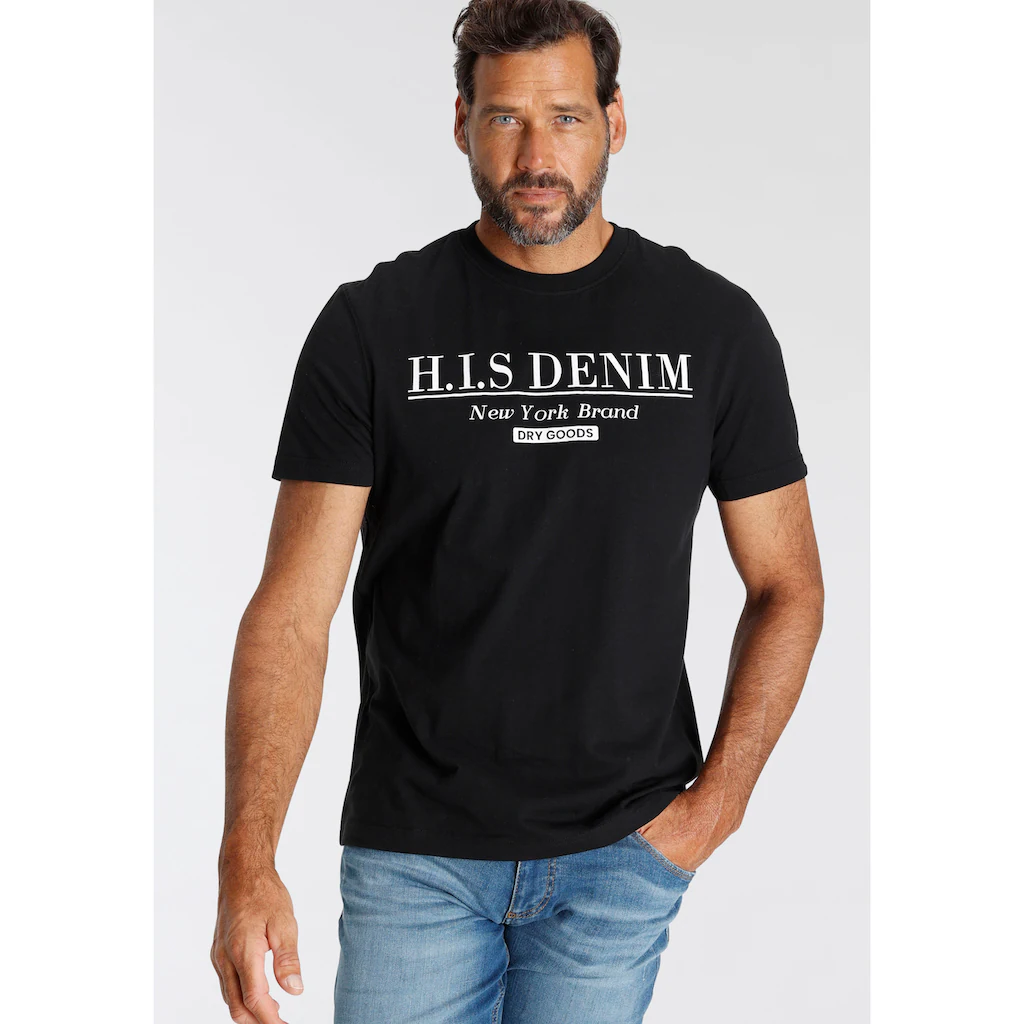 H.I.S T-Shirt schmale Passform bedrucktes Design Rundhalsausschnitt ▷ kaufen