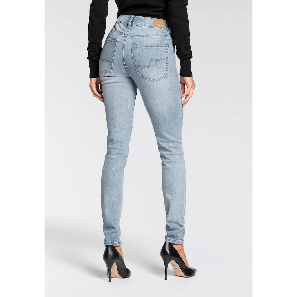 HECHTER PARIS Skinny-fit-Jeans Hohe Leibhöhe Knöchellang Elastischer Twill-Stoff Used-Waschung