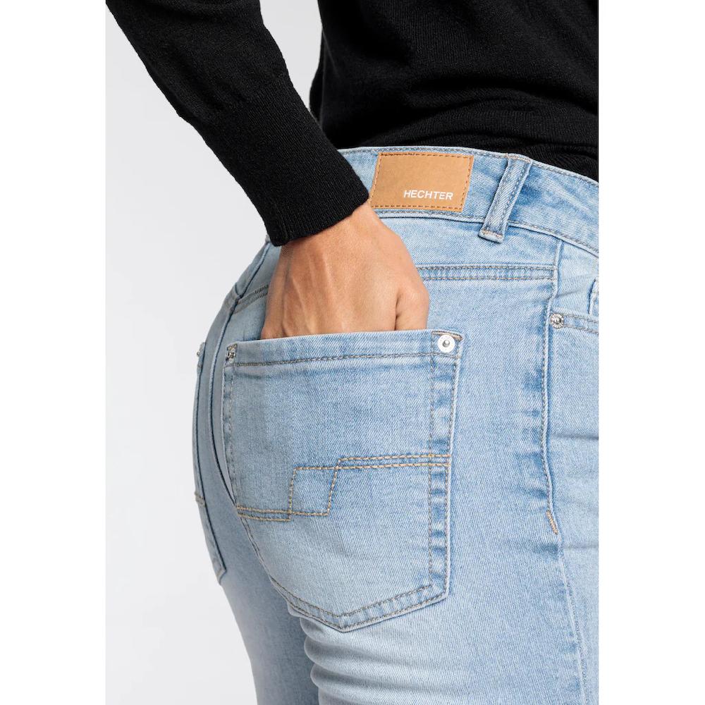 HECHTER PARIS Skinny-fit-Jeans Hohe Leibhöhe Knöchellang Elastischer Twill-Stoff Used-Waschung