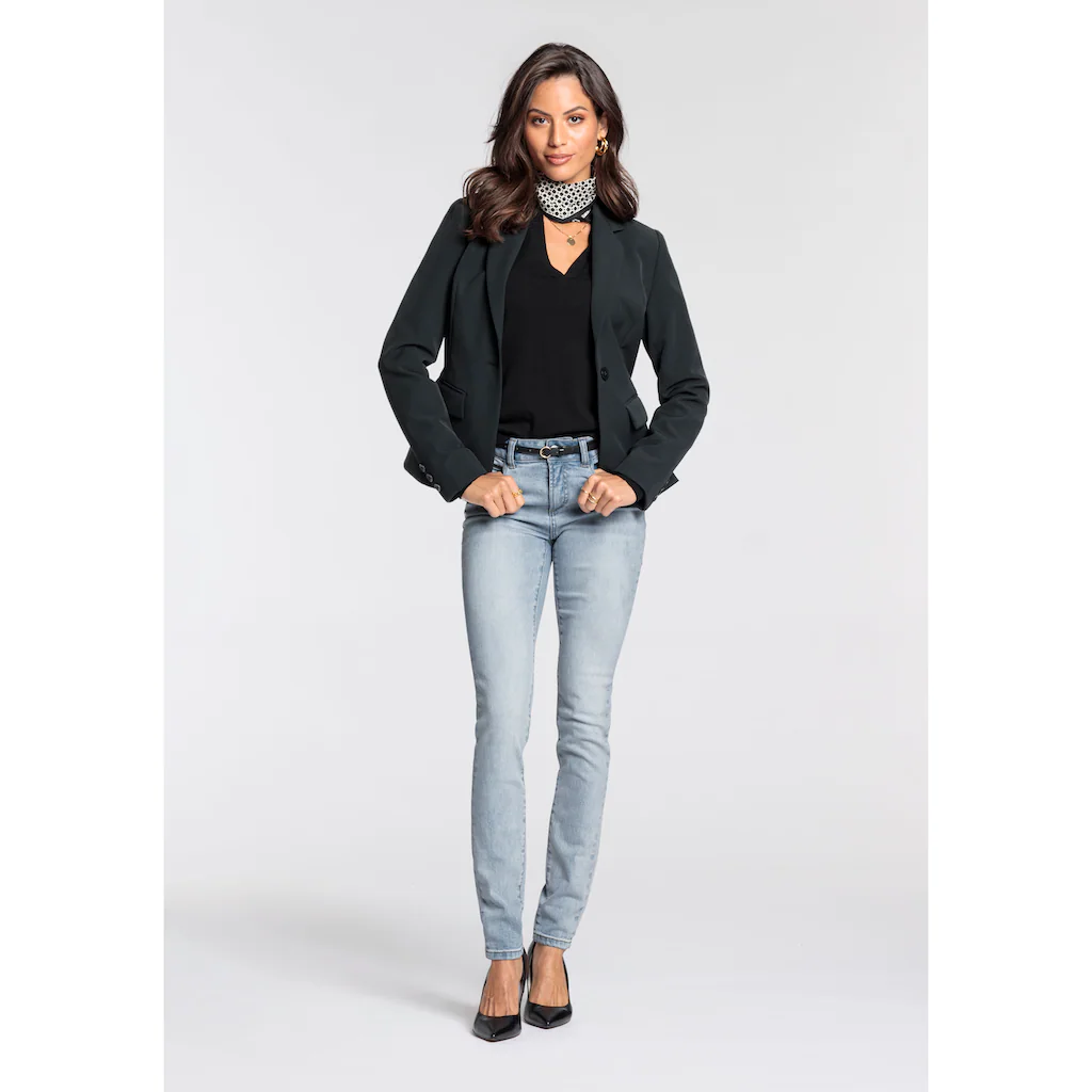 HECHTER PARIS Skinny-fit-Jeans Hohe Leibhöhe Knöchellang Elastischer Twill-Stoff Used-Waschung