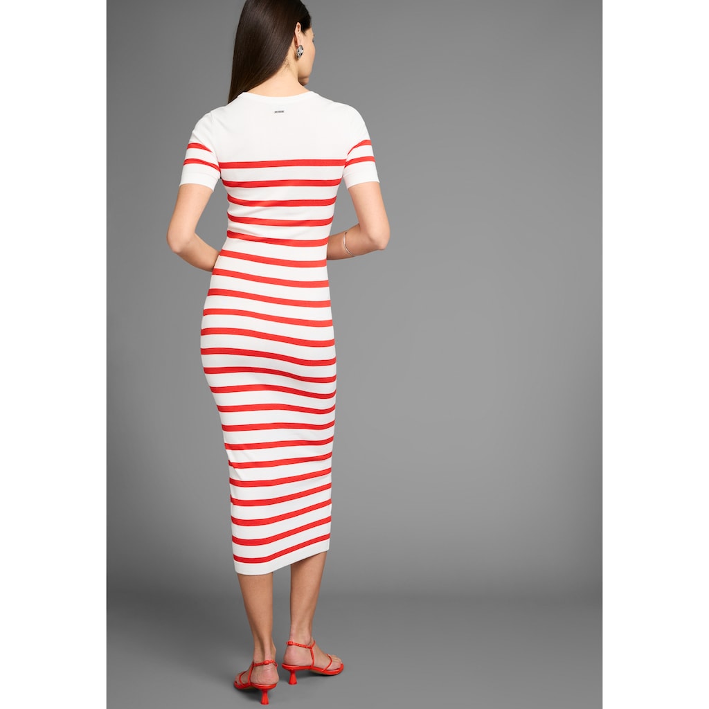 HECHTER PARIS Strickkleid Wadenlang Modern Aus Viskosemischung Kurzarm