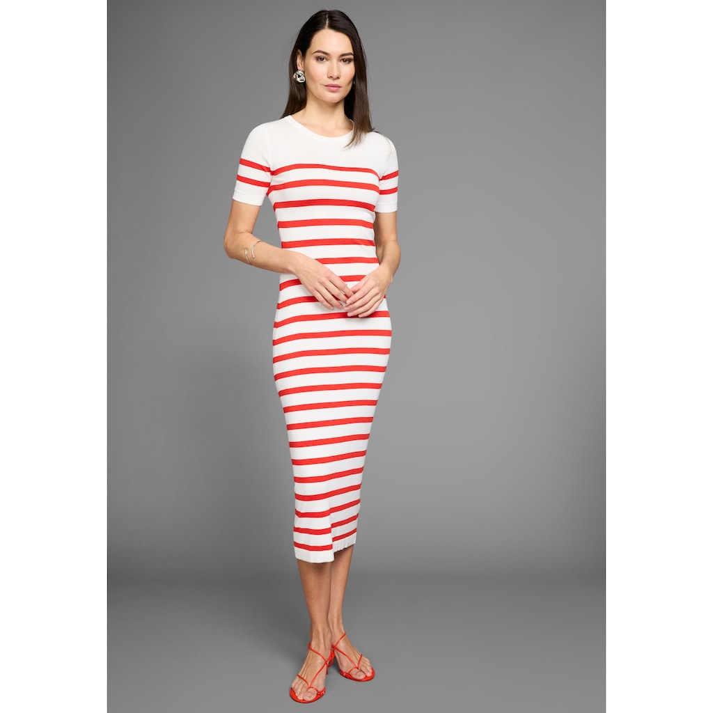 HECHTER PARIS Strickkleid wadenlang modern aus Viskosemischung Kurzarm