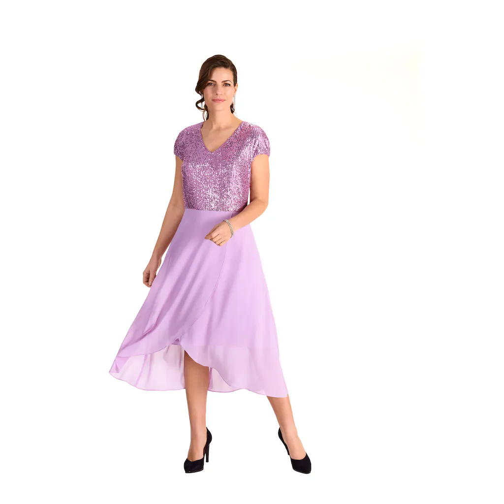 HERMANN LANGE Collection Paillettenkleid mit raffiniertem Materialmix aus Paillette und Chiffon