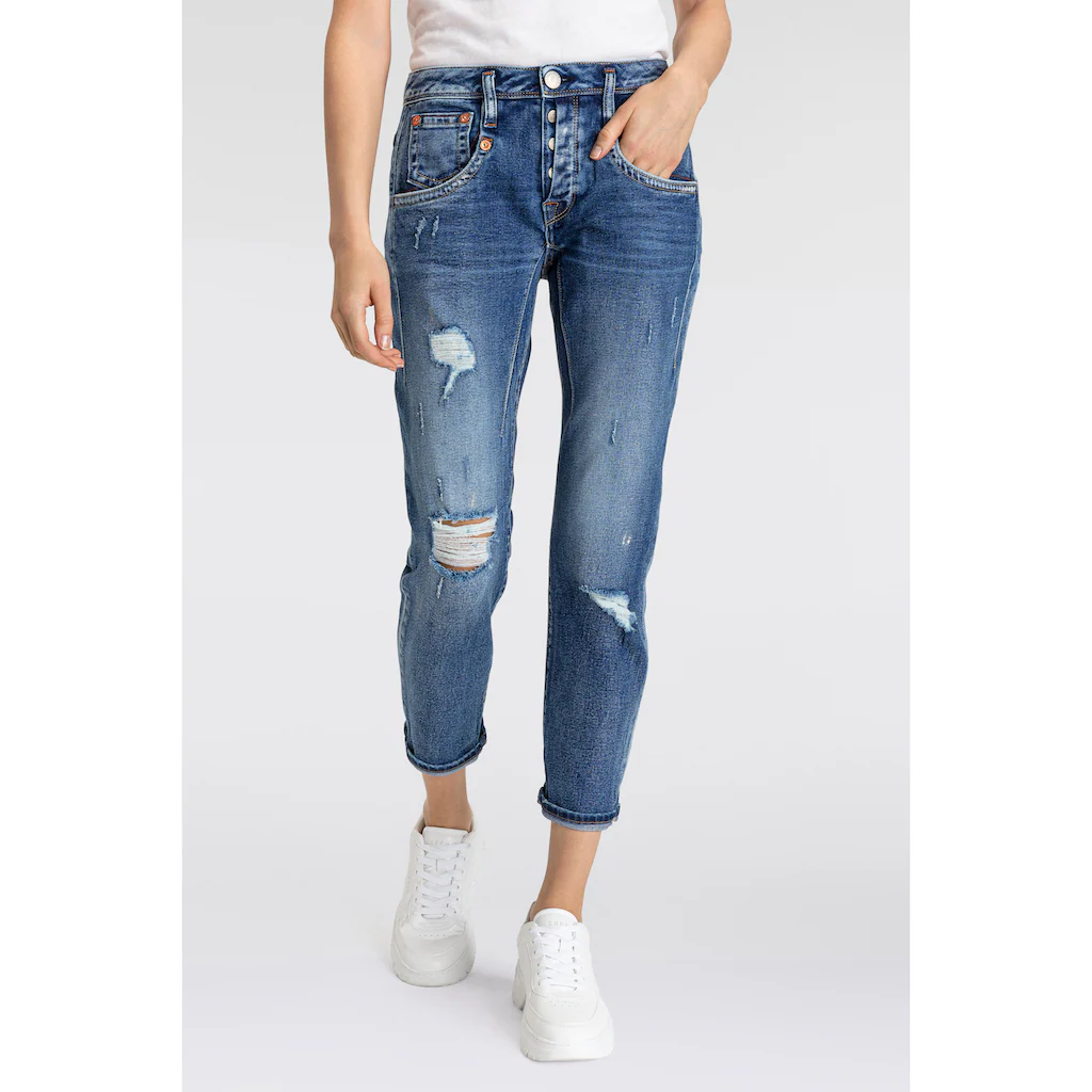 Herrlicher 7/8-Jeans »Shyra Cropped Denim Comfort« mit halb verdeckter Knopfleiste