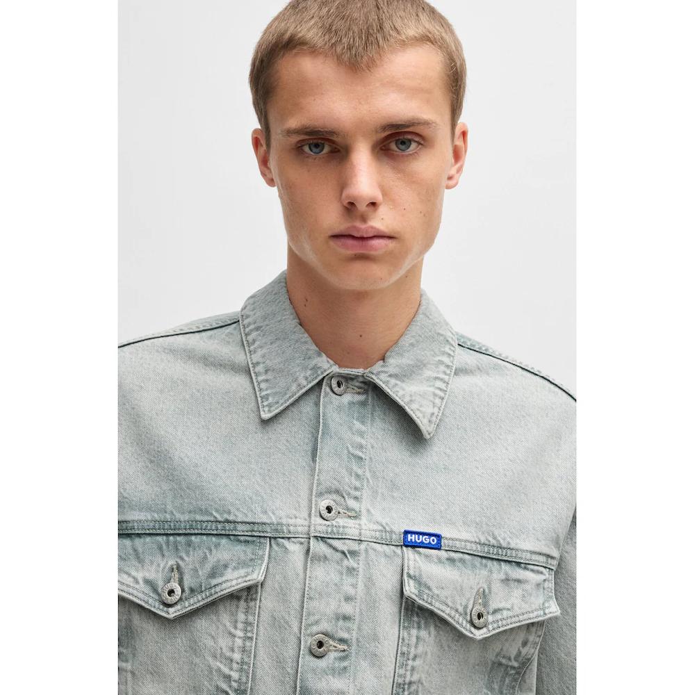 HUGO Blue Jeansjacke »Dex« Mit BOSS Leder-Badge