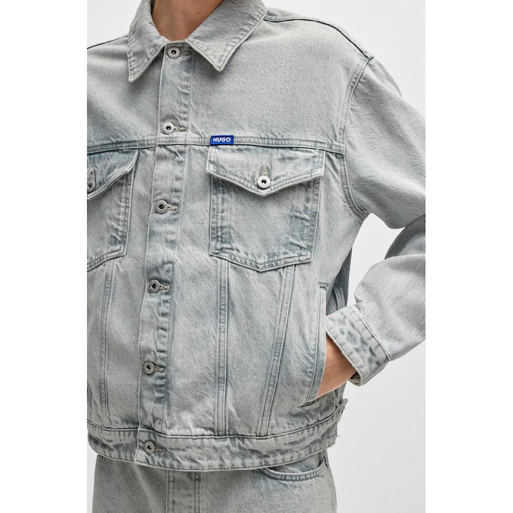 HUGO Blue Jeansjacke »Dex« Mit BOSS Leder-Badge