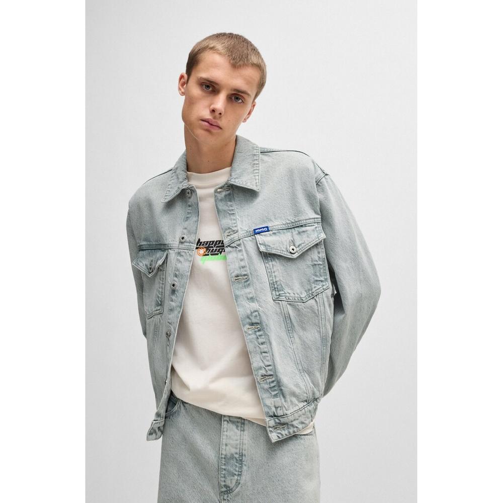 HUGO Blue Jeansjacke »Dex« mit BOSS Leder-Badge