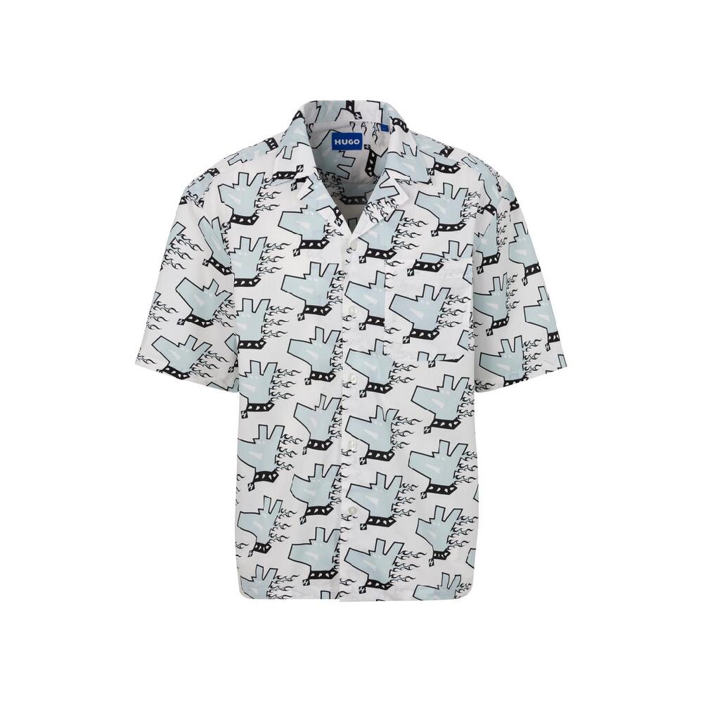 HUGO Blue Kurzarmhemd »Eligino« mit allover Print HUGO Doggo Dogprint ▷ kaufen