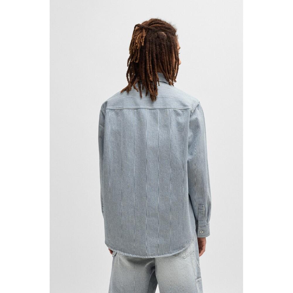 HUGO Blue Langarmhemd »Ebolt« Mit HUGO Badge Overshirt Skater Baggy Pinstripe ▷ Bestellen