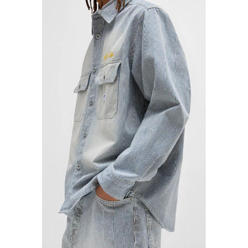 HUGO Blue Langarmhemd »Ebolt« Mit HUGO Badge Overshirt Skater Baggy Pinstripe ▷ Bestellen