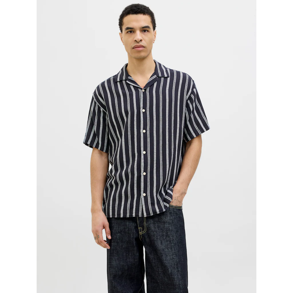 Jack & Jones Kurzarmhemd »JJEENZO STRIPE RESORT SHIRT SS SN« mit Streifen Muster