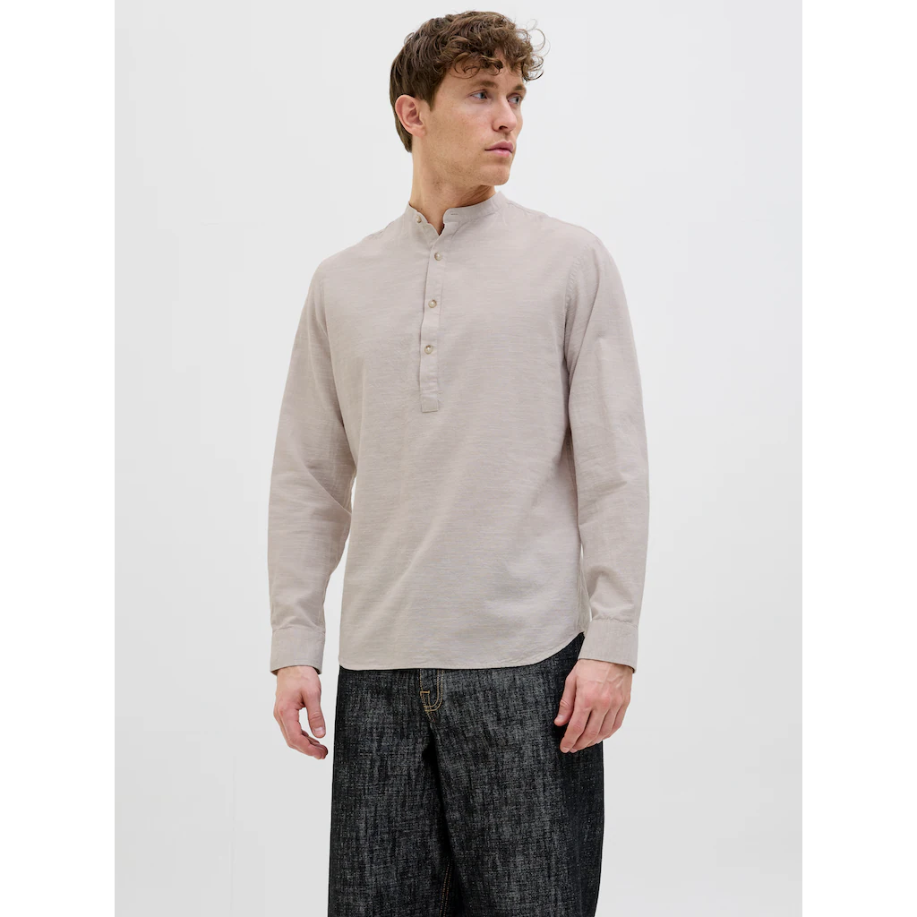 Jack & Jones Langarmhemd »JJESUMMER HALF PLACKET SHIRT LS SN« mit Bandkragen ▷ für