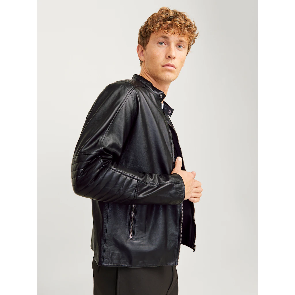 Jack & Jones Lederjacke »JJELIAM LAMB LEATHER JACKET NOOS« Ohne Kapuze Mit Markanter Schultersteppung ▷ Bestellen