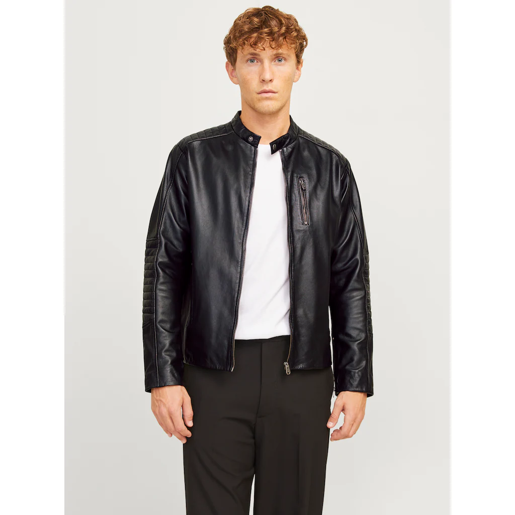 Jack & Jones Lederjacke »JJELIAM LAMB LEATHER JACKET NOOS« ohne Kapuze mit markanter Schultersteppung ▷ bestellen