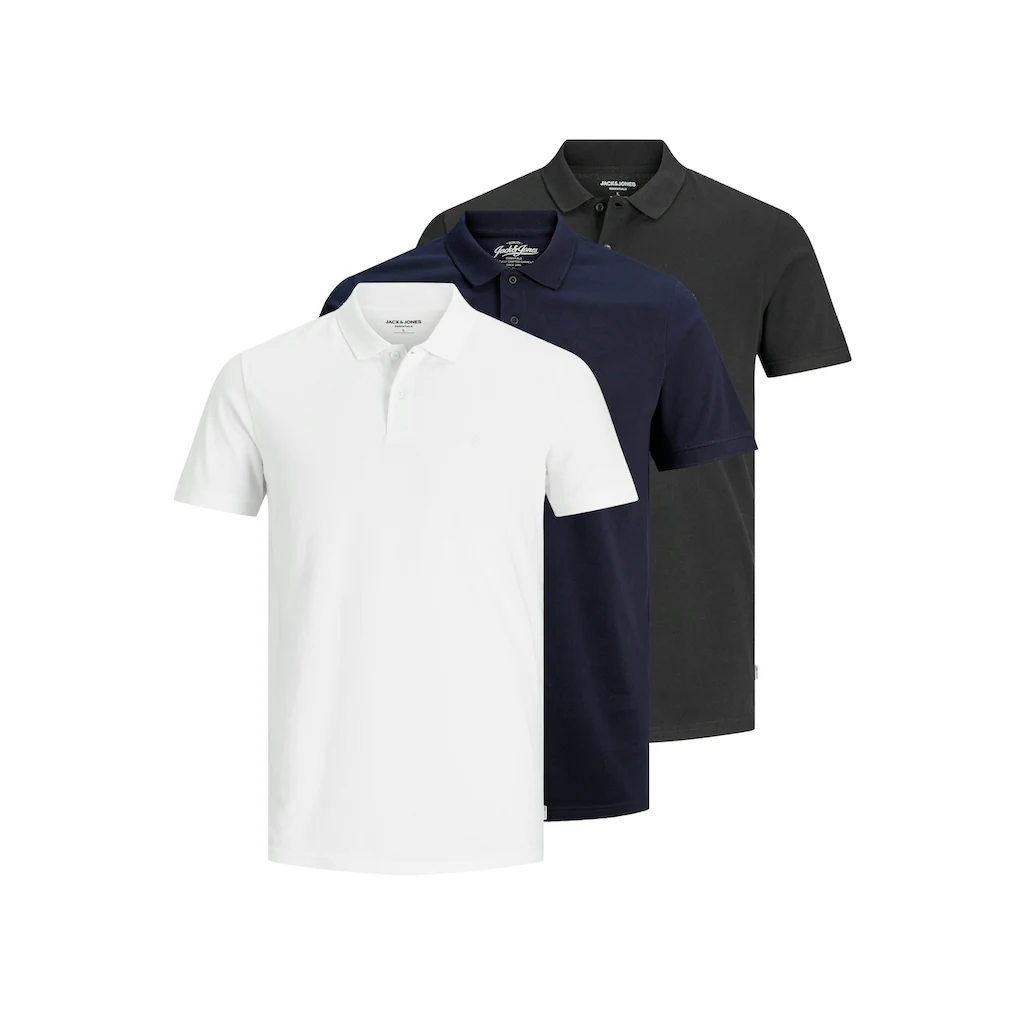 Jack & Jones Poloshirt »JJEBASIC POLO SS 3PK MP NOOS« (Packung 3 tlg.)