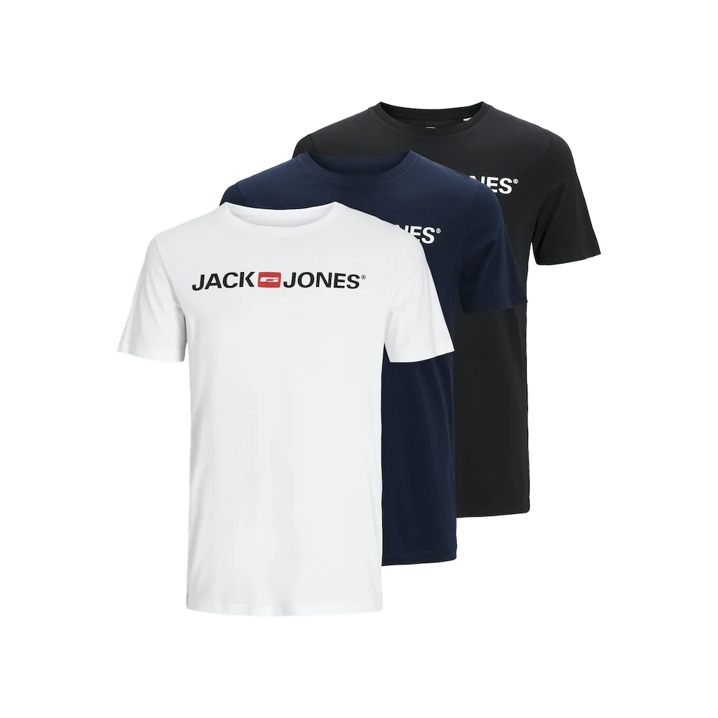 Jack & Jones Rundhalsshirt »JJECORP LOGO TEE SS CREW NECK 3PKMP NOOS« (Packung 3 tlg. 3er-Pack) 3er Packung