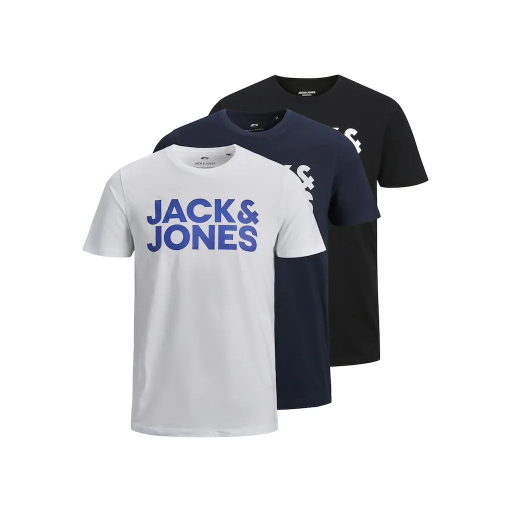 Jack & Jones Rundhalsshirt »JJECORP LOGO TEE SS O-NECK 3PK MP NOOS« (Packung 3 tlg.)