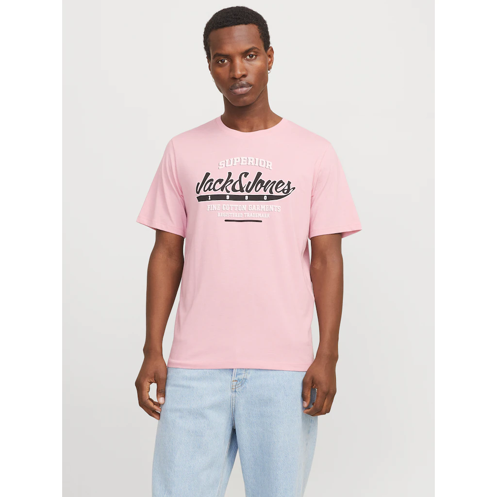 Jack & Jones Rundhalsshirt »JJELOGO TEE SS O-NECK 2 COL SS25 SN« mit Logo Print ▷ bestellen
