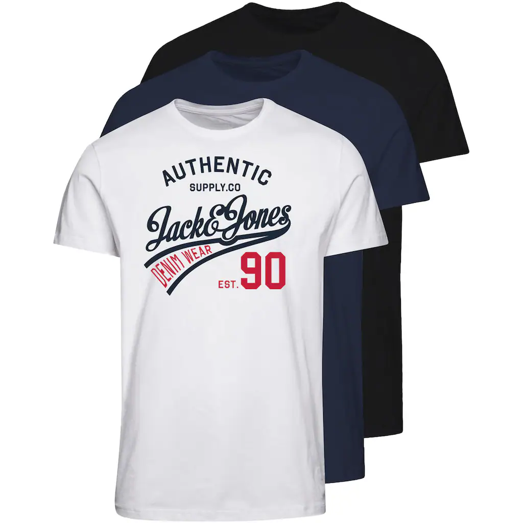 Jack & Jones Rundhalsshirt »JJETHAN TEE SS CREW NECK 3PK MP NOOS« (Packung 3 tlg. 3er-Pack)