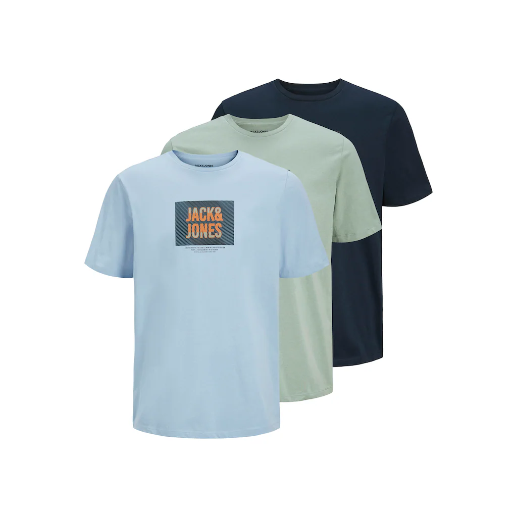 Jack & Jones Rundhalsshirt »JJHUDSON TEE SS CREW NECK 3PK MP« (Packung 3 tlg.)