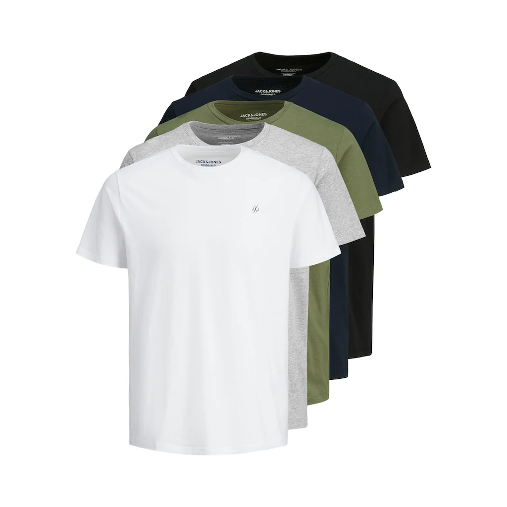 Jack & Jones Rundhalsshirt »JORJXJ TEE SS CREW NECK 5PK MP NOOS« (Packung 5 tlg.)