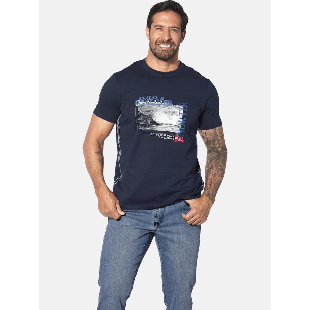 Jan Vanderstorm Rundhalsshirt »T-Shirt PITTER« (1 tlg.) mit Ozeanmotiv