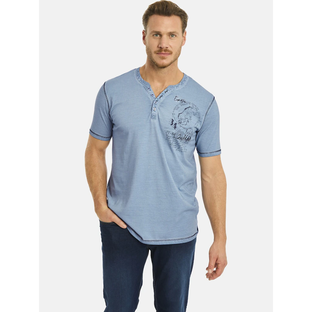 Jan Vanderstorm T-Shirt »T-Shirt GODBERT« (1 tlg.) mit Serafino-Ausschnitt